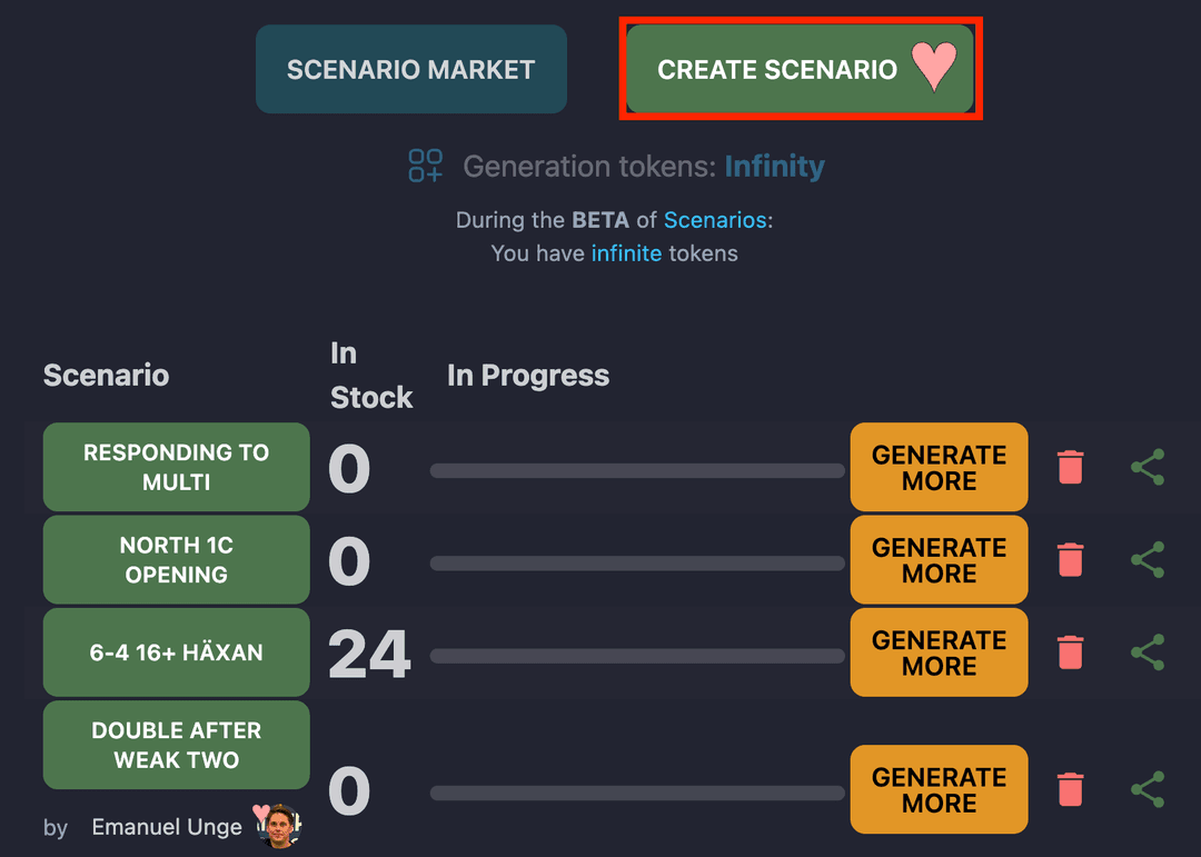 Create Scenario button