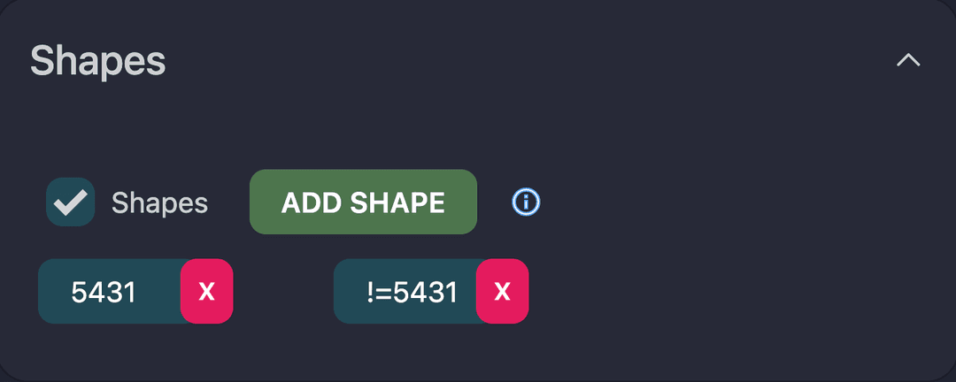 Hand type Shapes option example