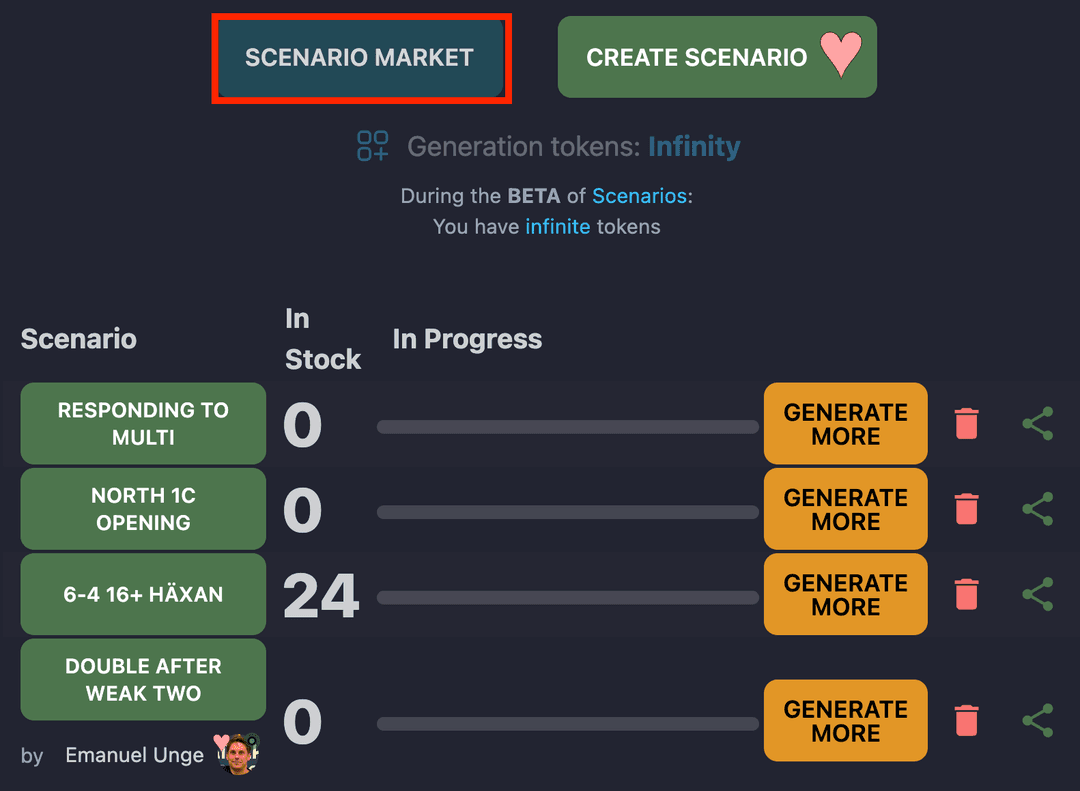 Scenario market button