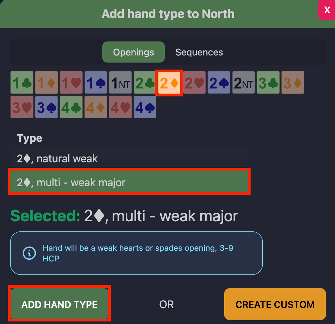 Add Hand type